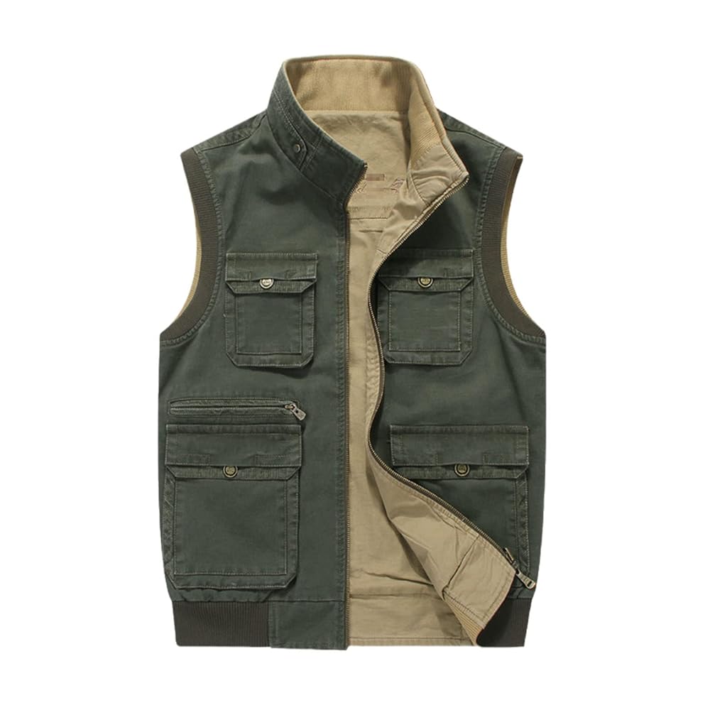 Outwear Vest Men Multi Pocket Sleeveless Jacket Men Plus